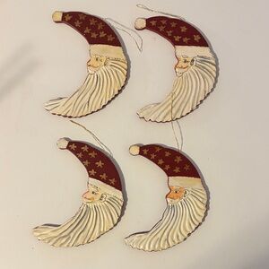Crescent Moon Santa Ornaments